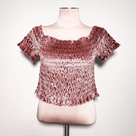NWT velvet off the shoulder crop top! - Picture 1 of 3